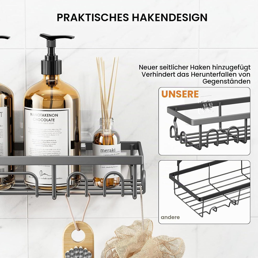 5 Stück Duschablage Ohne Bohren Edelstahl, Badezimmer Organizer Regal Zubehör, Seifen Zahnbürstenhal
