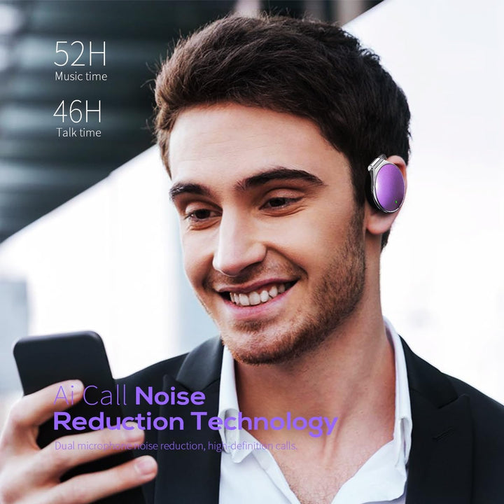 Open Ear Kopfhörer mit Mikrofon Bluetooth 5.4-52 Std Spielzeit, Kabelloses Over Ear Kopfhörer für Sp