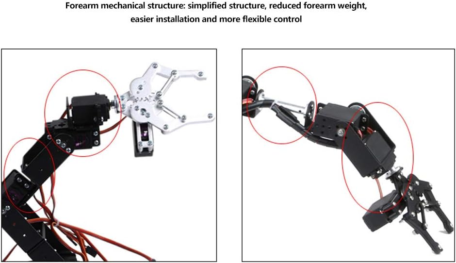 6DOF Roboter Mechanischer Arm, Aluminium Roboterarm Mechanische Roboter Klemmklauen Kits, DOF Manipu