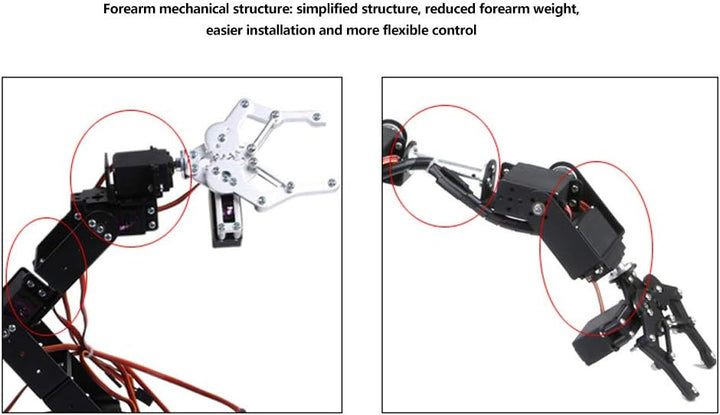 6DOF Roboter Mechanischer Arm, Aluminium Roboterarm Mechanische Roboter Klemmklauen Kits, DOF Manipu