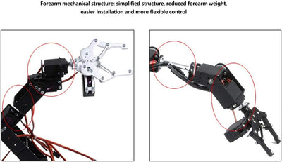 6DOF Roboter Mechanischer Arm, Aluminium Roboterarm Mechanische Roboter Klemmklauen Kits, DOF Manipu