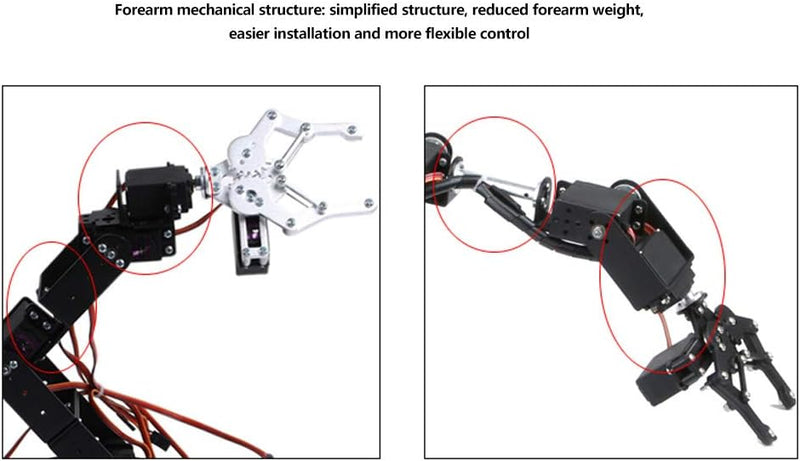 6DOF Roboter Mechanischer Arm, Aluminium Roboterarm Mechanische Roboter Klemmklauen Kits, DOF Manipu