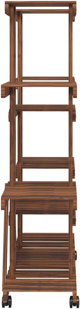vidaXL Blumenständer, Holz Pflanzenregal mit Rollen, Blumenregal für Wohnzimmer Balkon Terrasse, Pfl