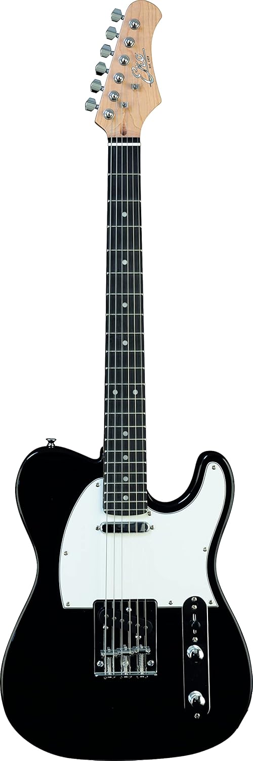 EKO VT-380 Black, Elektro-Gitarre, Form Tele, Schwarz und Weiss