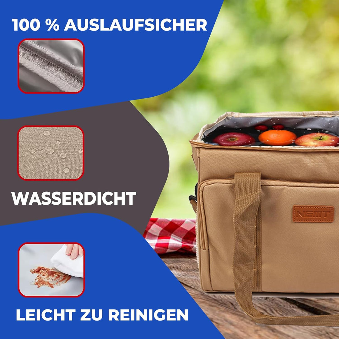 NEMT Faltbare Kühltasche 25 Liter gross Einkaufstasche Isoliertasche Picknicktasche