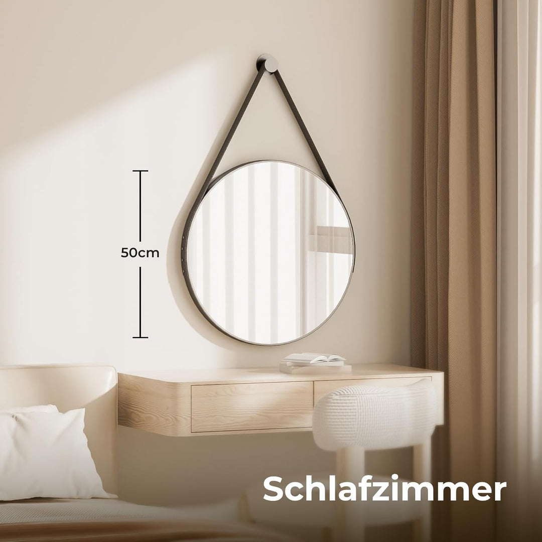 Heilmetz Badspiegel Φ60cm Runder Spiegel Wandspiegel Badezimmerspiegel Schwarz Wanddekoration für Ba