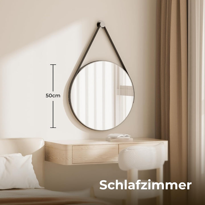 Heilmetz Badspiegel Φ60cm Runder Spiegel Wandspiegel Badezimmerspiegel Schwarz Wanddekoration für Ba