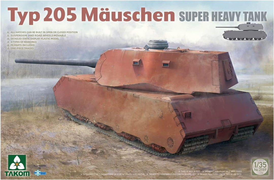 Takom 2159 TAK2159 Typ 205 Mäuschen Super Heavy Tank Massstab 1:35 - Modellbau