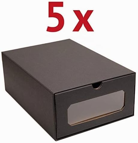 5 x PresentFill® Aufbewahrungsbox Schuhbox Schwarz Schuhschachtel Schubladenbox Schuhkarton Ordnungs
