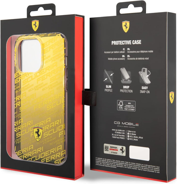 CG MOBILE Ferrari Handyhülle für iPhone 14 Pro in Gradient Gelb Scuderia Dyed Bumper Collection, Ant