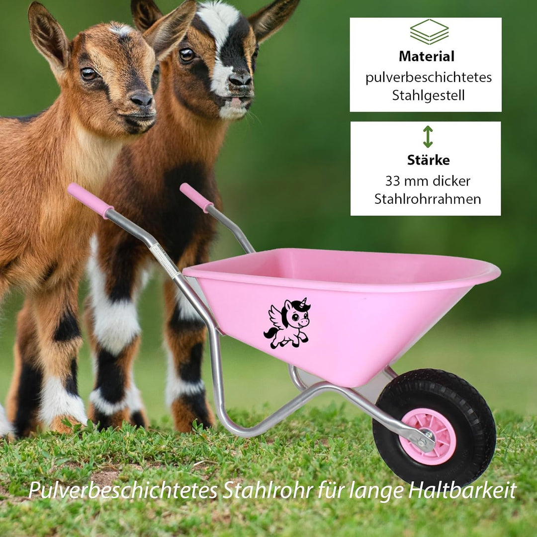 TRUTZHOLM Kinderschubkarre Einhorn rosa 40 kg Traglast Stahl | Uni, 3,6 kg, 40 kg Traglast, Stahl Ku