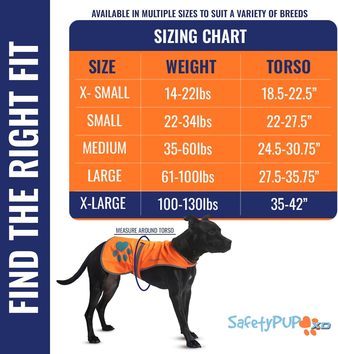 SafetyPUP XD Hund Warnweste. Grössen passen Hunde 6.35 kg zu 59 kg. Orange X-Gross, Orange X-Gross