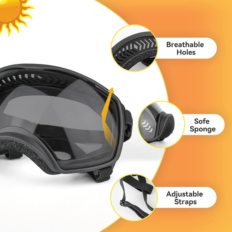 PETLESO Hundebrille Winddichte Hunde Sonnenbrille Hund Schutzbrille mit Verstellbare Band Geeignet f