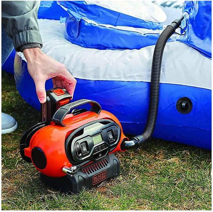 BLACK+DECKER Druckluft Kompressor Flüsterkompressor Akku Luftpumpe 11 Bar (mögliche Stromquelle: 12V