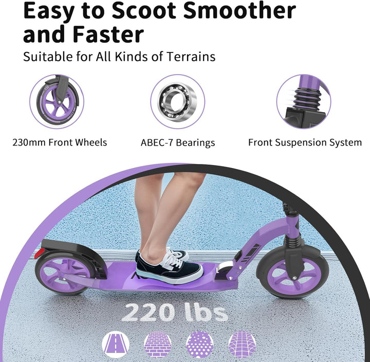 BELEEV Roller Kinder 6 Jahre, 230mm Big Wheel, LED Licht Deck, ABEC-7, Höhenverstellbar, Tragegurt,