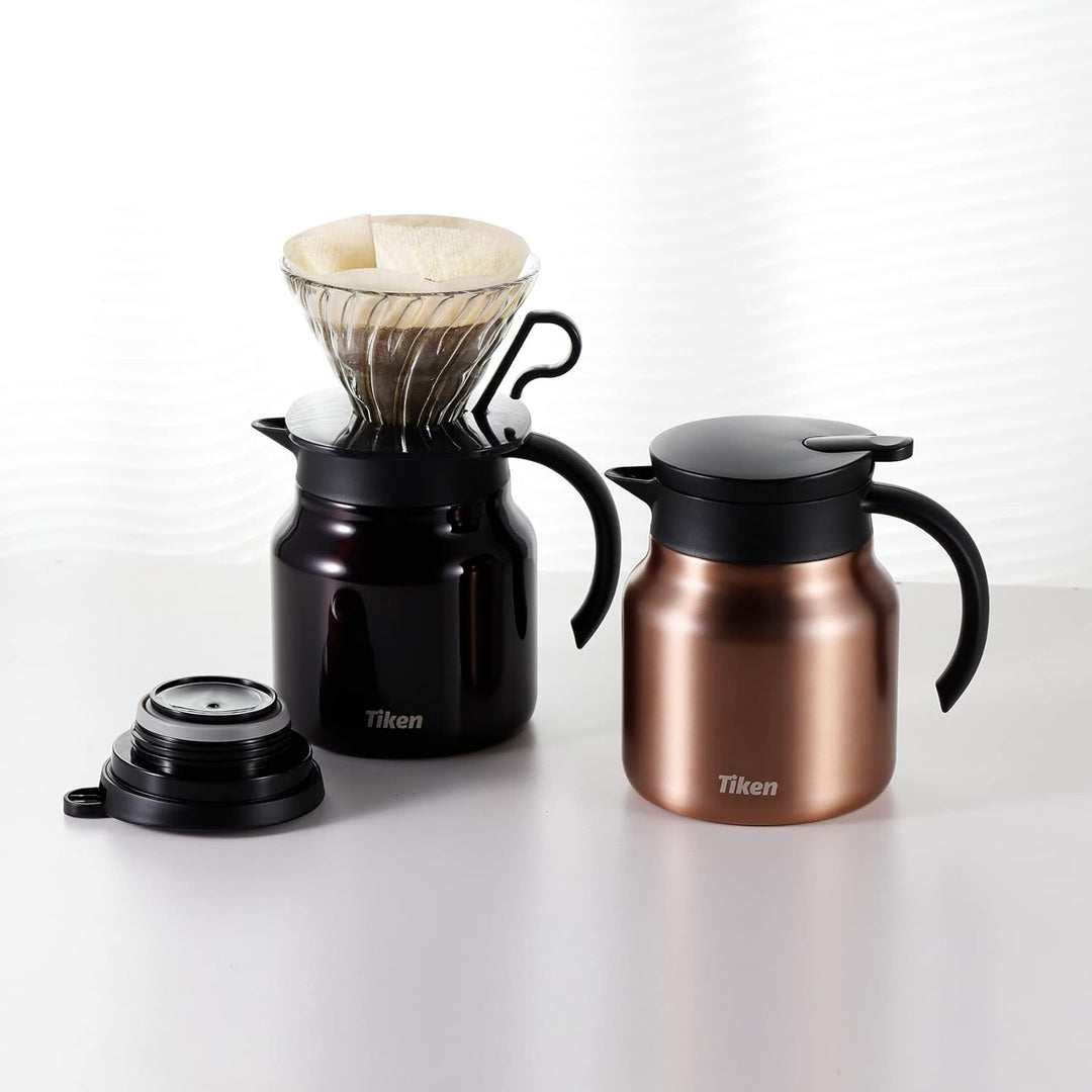 Tiken 800ml Thermoskanne aus Doppelwandingem Edelstahl Isolierkanne Kaffeekanne mit Quick Tip Versch