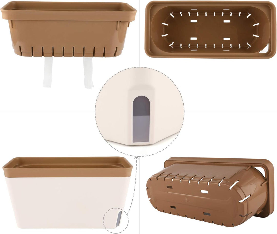 T4U 27cm Selbstwässernder Blumenkasten Kräutertopf mit ERD-Bewässerungs-System Braun 3er-Set Kunstst