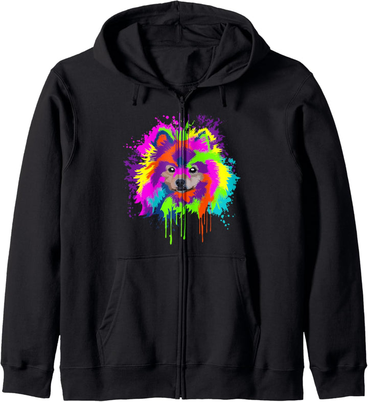 Splash Art Zwergspitz Hundehalter Geschenkidee Hunde Kapuzenjacke