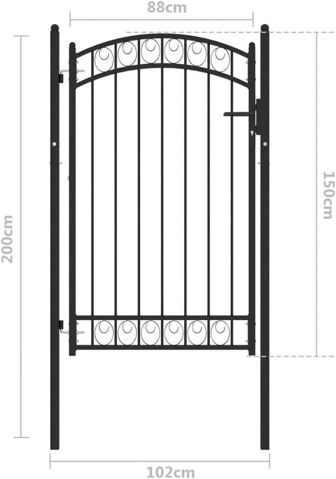 WIFESE 102x200 cm Schwarz Zauntor GartentüR Gartentor Gartenzaun Doppelstabmattenzaun Gartenzaun Kom