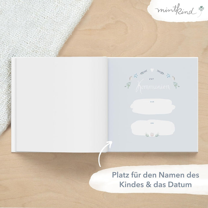mintkind® Gästebuch Meine Kommunion Wal I Kommunion Geschenk personalisiert I Buch zur Kommunion Eri