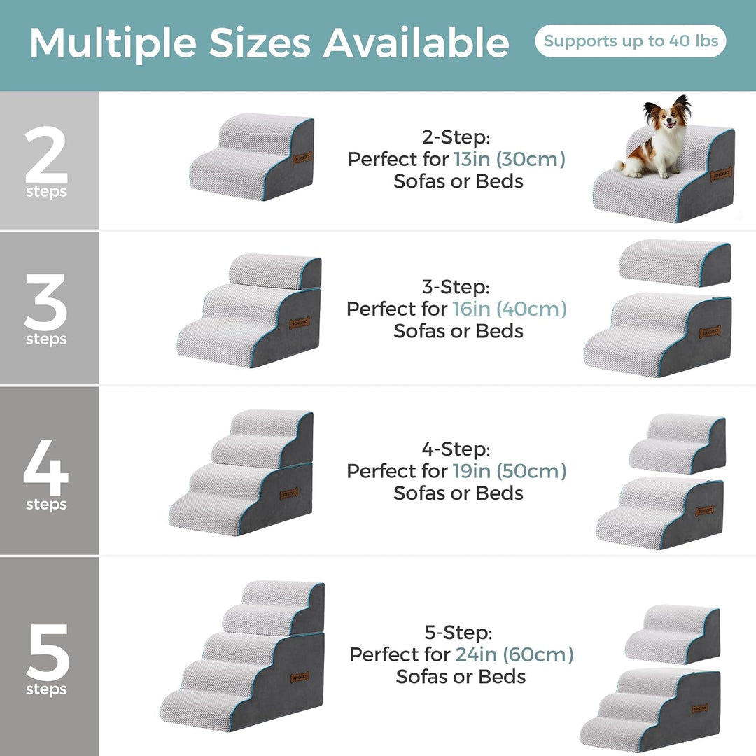 Hundetreppe &amp; Rampe für hohes Bett &amp; Sofa, 33-61 cm abnehmbare Haustiertreppe für kleine &amp; mittlere