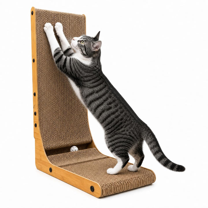 Kratzbrett Katzen, Kratzpappe für Katzen L-förmige 70cm Katzenkratzbretter | Katzen Kratzbrett mit C