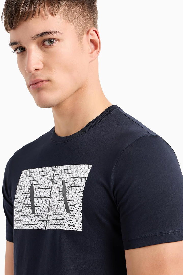 Armani Exchange Herren Crew Quited Logo Tee T-Shirt XS Blau, XS Blau