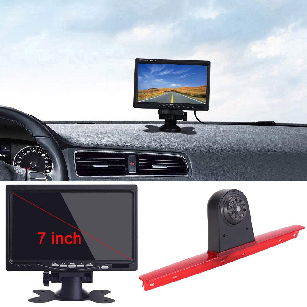 Wasserdicht Einparkkamera Einparkhilfe Farbkamera Bremsleuchte Kamera Bremslicht Rückfahrkamera+7" T