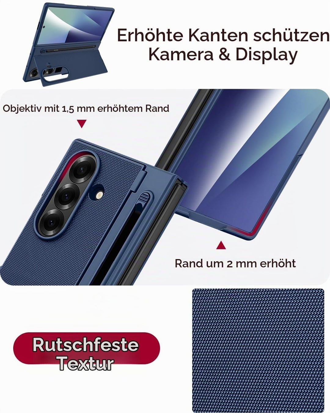 Miimall Kompatibel mit Samsung Galaxy Z Fold 7 Hülle mit S-Pen &amp; Stifthalter, [HD Displayschutz] Ult