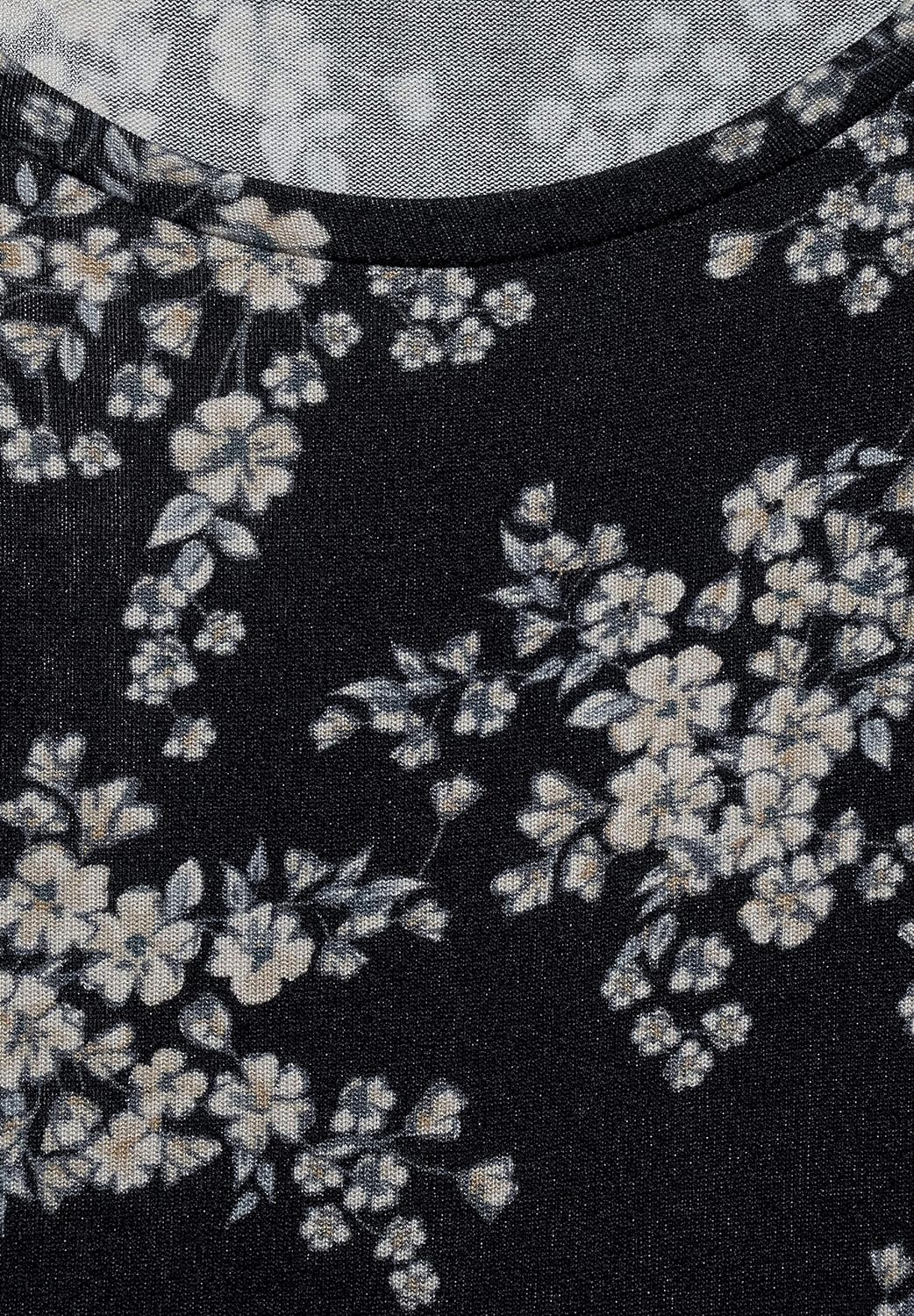 Street One Damen Weiches Blumenprint-Shirt Black 36