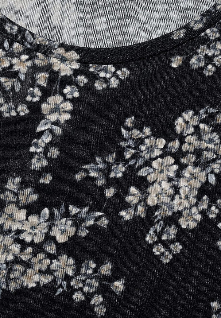 Street One Damen Weiches Blumenprint-Shirt Black 36