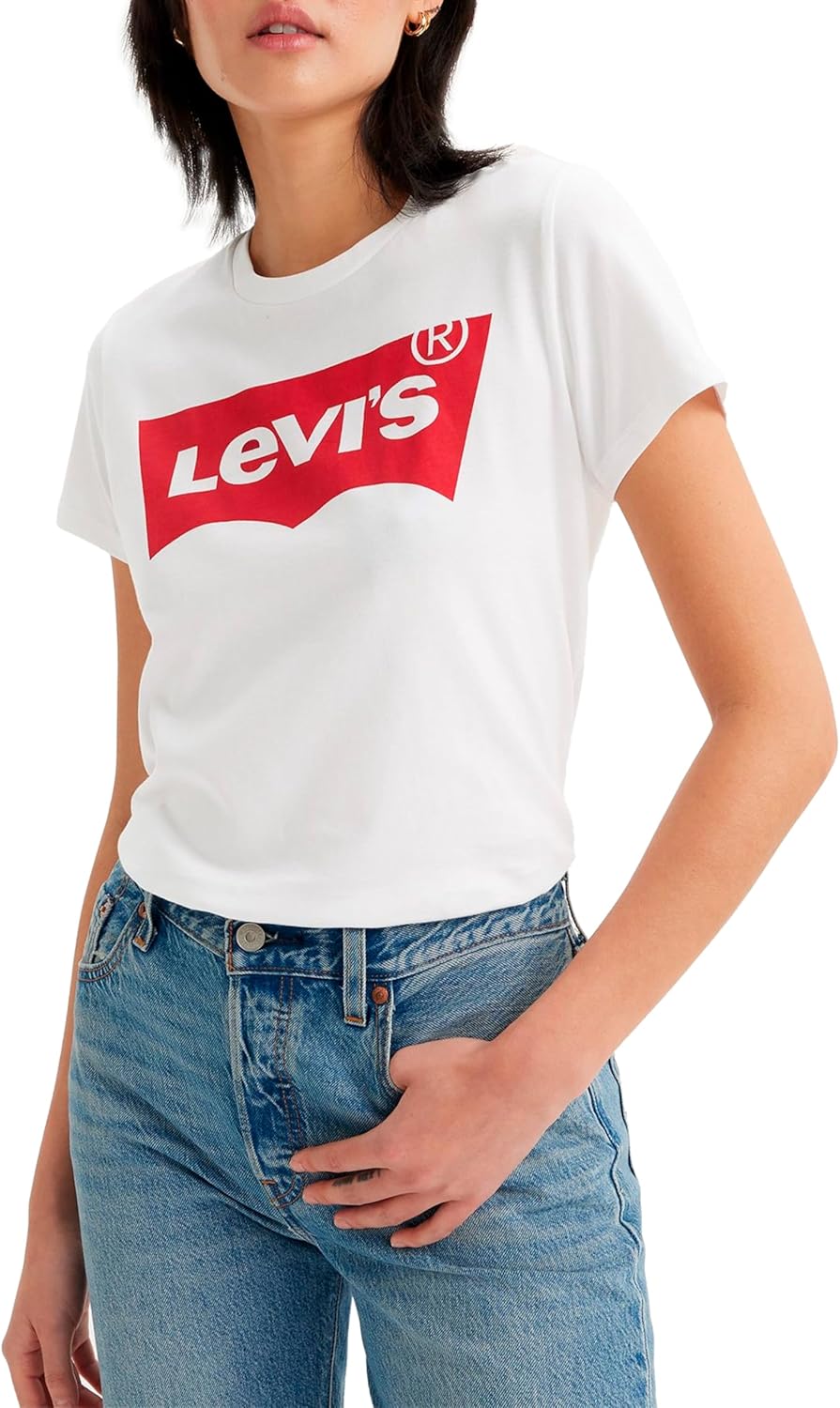 Levi's Damen The Perfect Tee T-Shirt, Large Batwing Logo XXS Batwing White, XXS Batwing White