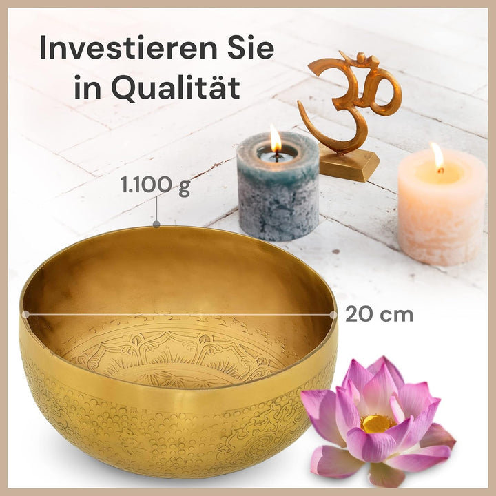 Tibetische Klangschale Blume des Lebens für Yoga, Meditation und Entspannung, Ø 20 cm, 1.100 Gramm,