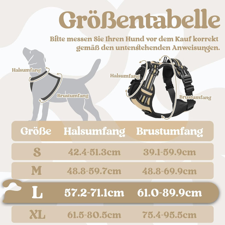 rabbitgoo Hundegeschirr Grosse Hunde, Verstellbare Geschirr Hund ohne Zug &amp; Würgen, Anti Zug hundege