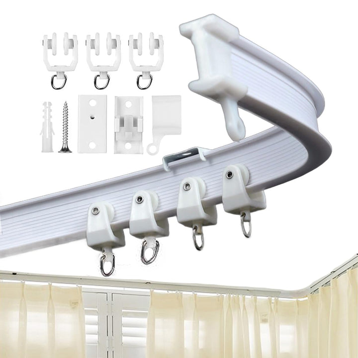 Biegbare Vorhangstange aus Kunststoff, Metall-Legierung, flexibel, für Fenster-Vorhänge, Deckenmonta