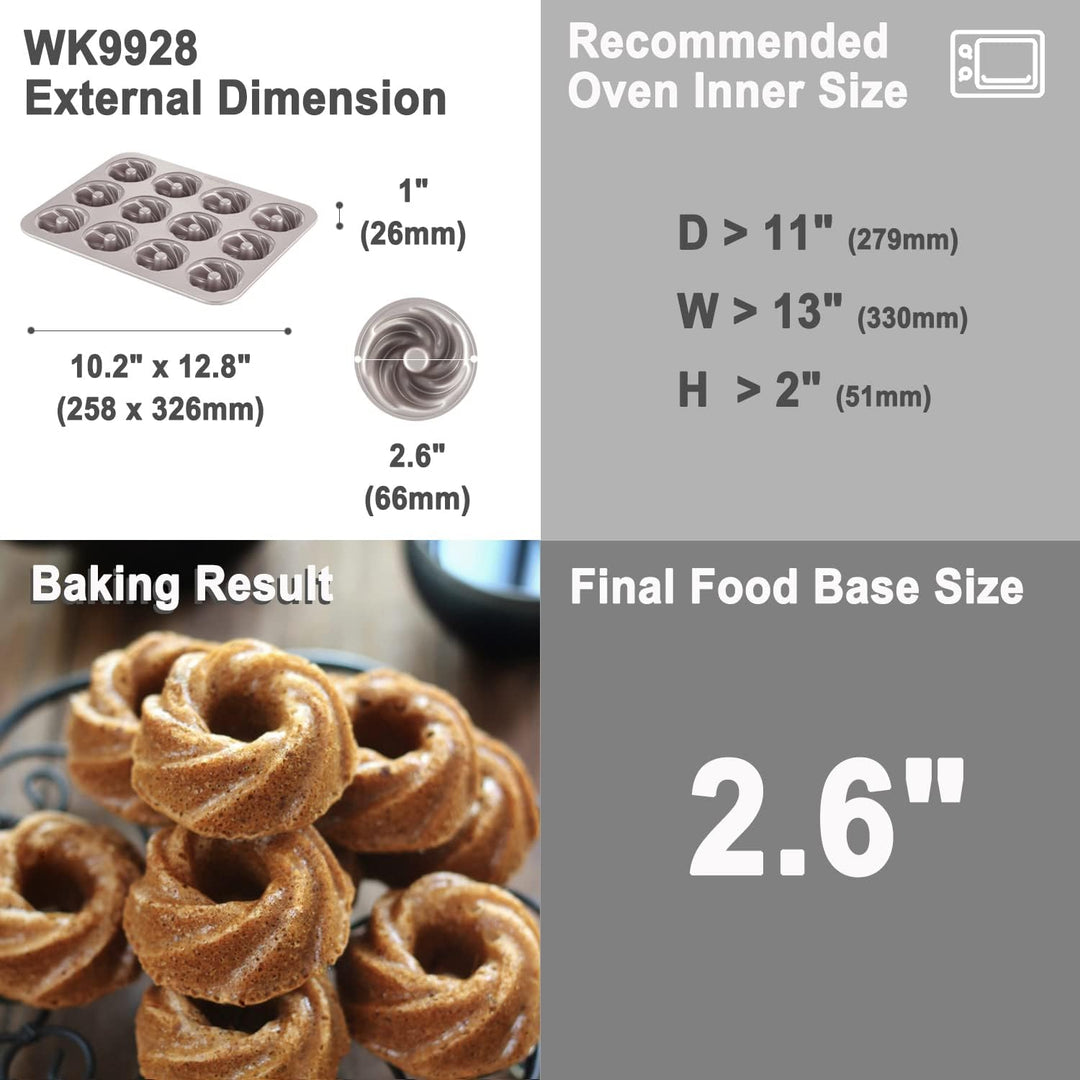 CHEFMADE Rohr Kuchen Form, Antihaft-Zyklon-Donut-Back Geschirr mit 12 Kavitäten zum Backen im Ofen (