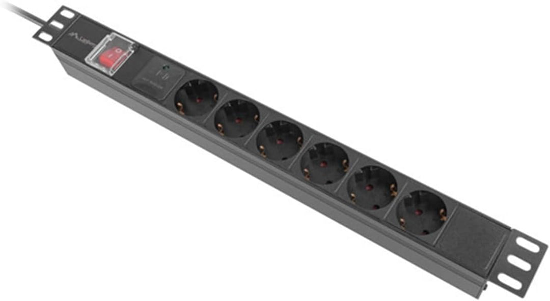 Lanberg PDU 19" 1U 16A 2M 6X SCHUKO OUTLETS Black