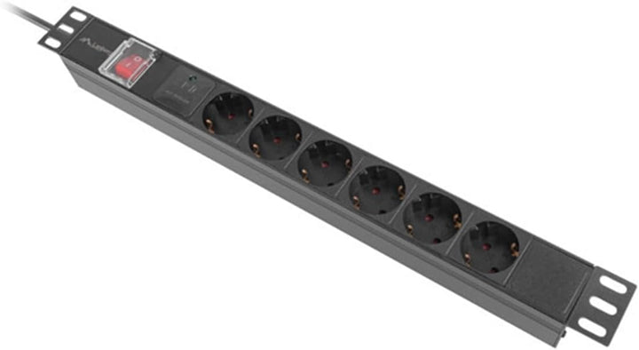 Lanberg PDU 19" 1U 16A 2M 6X SCHUKO OUTLETS Black