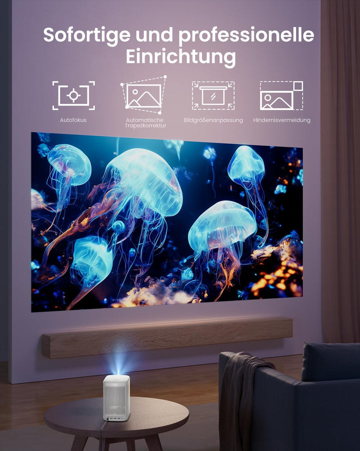 Dangbei Mini Beamer, Netflix offiziell lizenziert, 1080P Full HD, 400 ISO Lumen, 2*6W Lautsprecher,