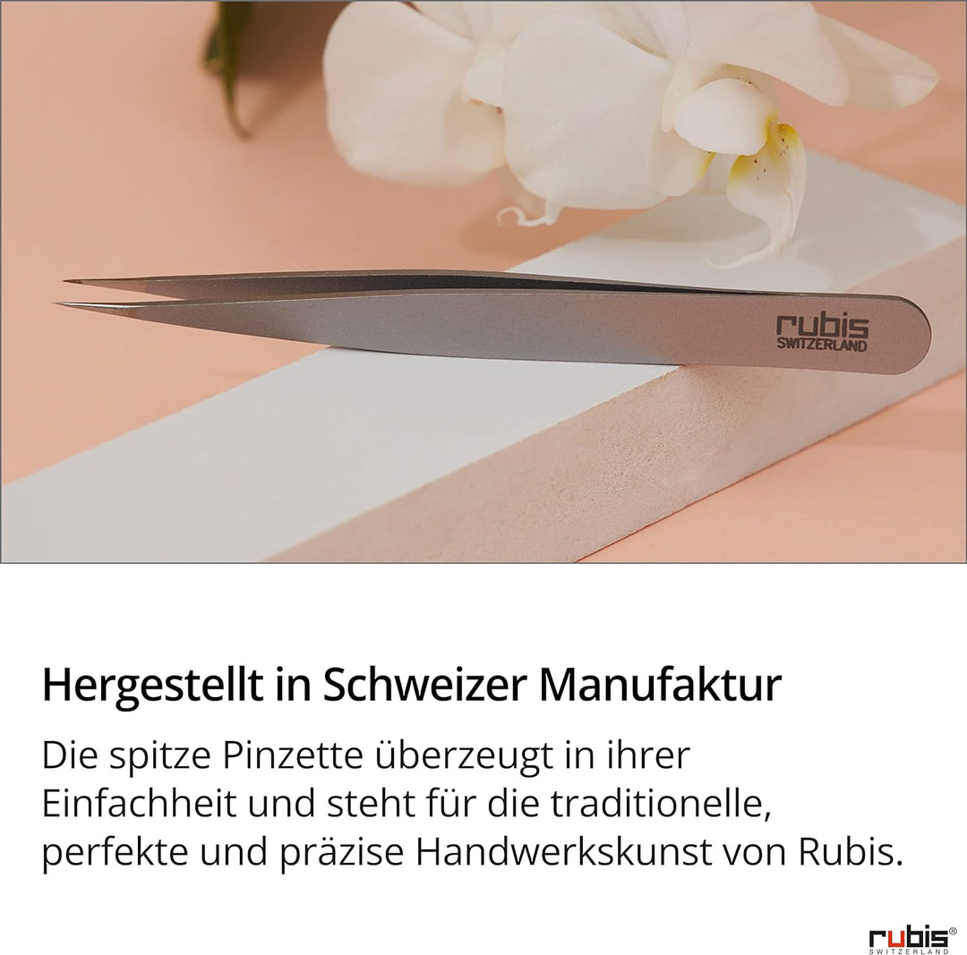 Rubis Splitterpinzette - Spitze Pinzette für Splitter und eingewachsene Haare - Spitzpinzette (Rot)