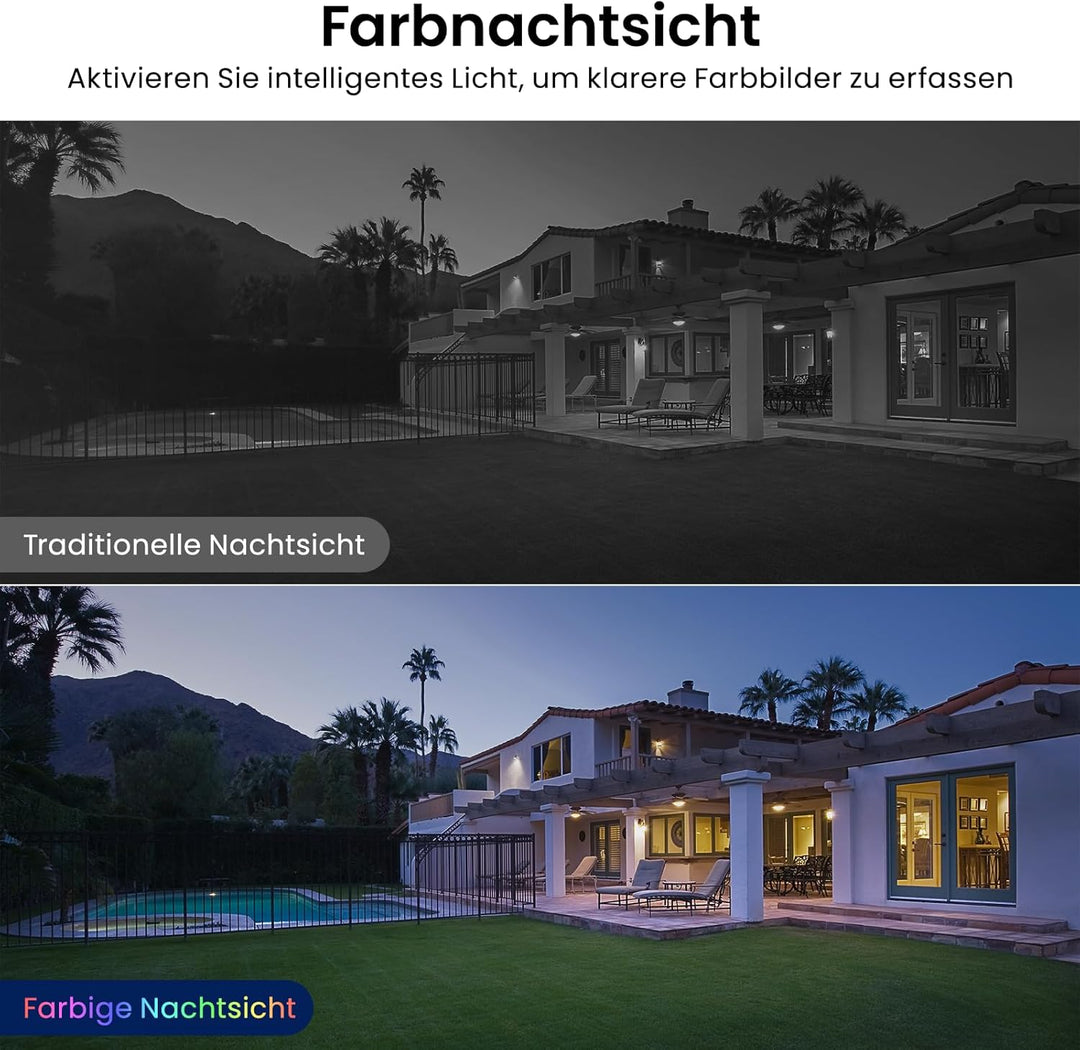 2K Überwachungskamera Aussen/Innen - Kamera Überwachung Aussen, WLAN Camera Indoor/Outdoor, Hundekam