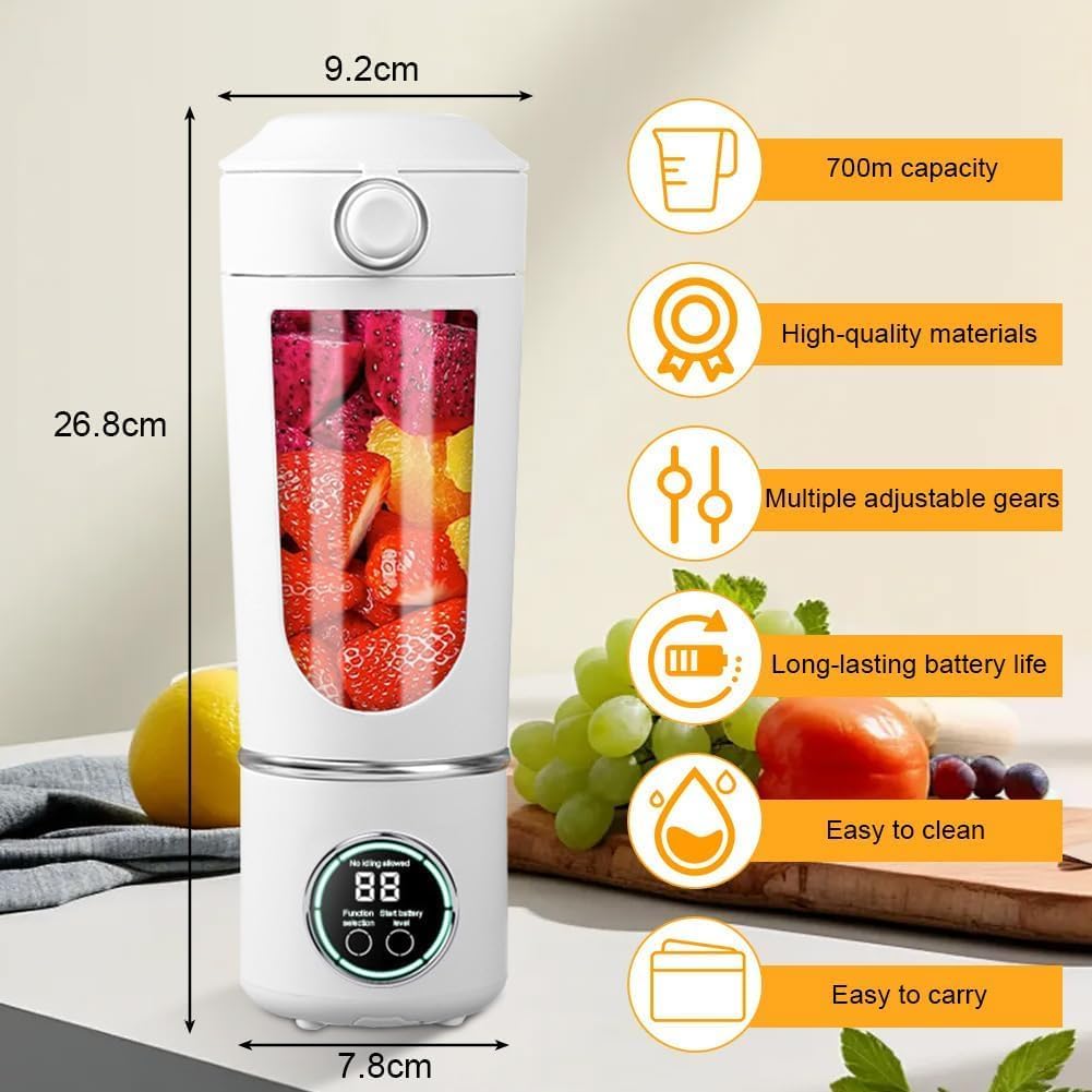 Tragbarer Mixer, 700 ml kleiner Mixer Smoothie, Mini-Standmixer mit 12 Edelstahlklingen und Digitala