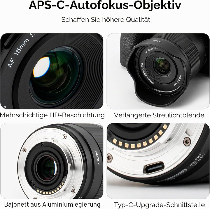 VILTROX AF 15mm F1.7 Objektiv für Fuji X-Mount, f/1.7 APS-C Autofokus-Mittelteleobjektiv, kompatibel