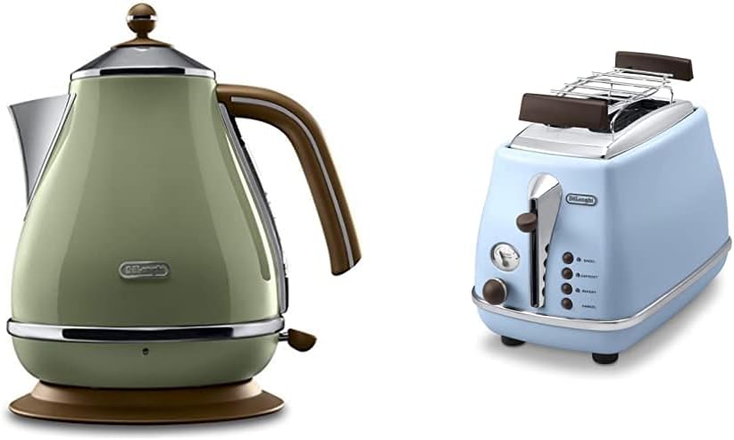 De'Longhi Frühstücksset Icona Vintage - Wasserkocher KBOV2001.GR und Toaster CTOV2103.GR,