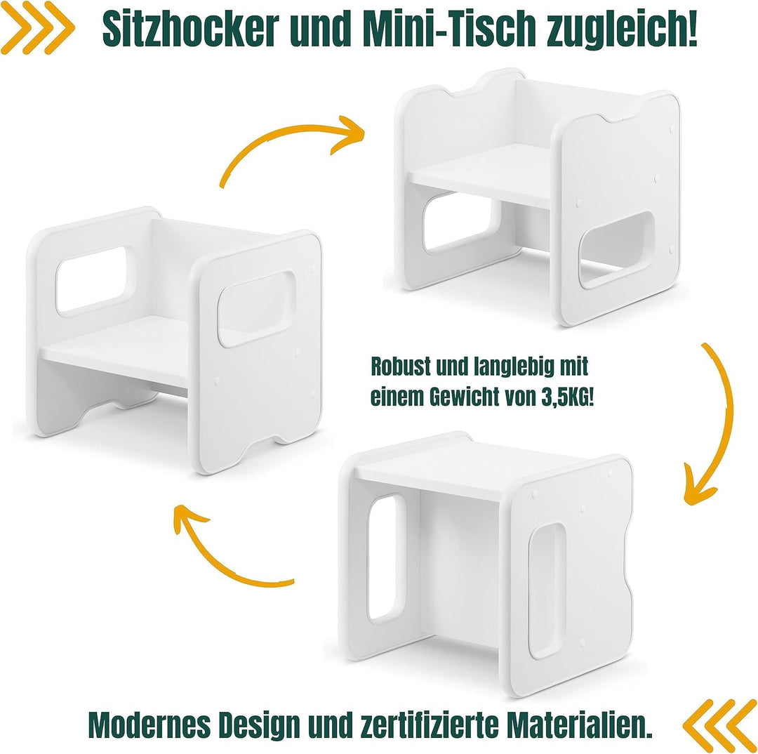 defiPad Sitzhocker für Kinder | Stylisch Wendehocker | Kindersessel ab 1 Jahr | Babystuhl Hocker Hol