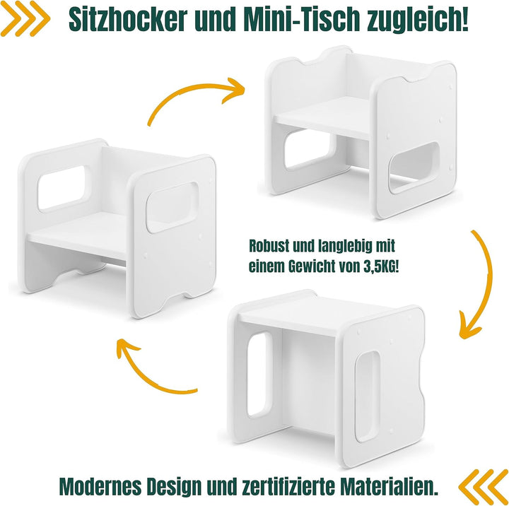 defiPad Sitzhocker für Kinder | Stylisch Wendehocker | Kindersessel ab 1 Jahr | Babystuhl Hocker Hol