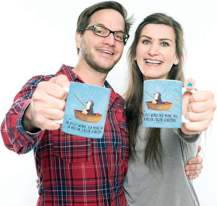 Mr. & Mrs. Panda Kunststoffbecher Pinguin Angelboot - Geschenk, Trennung, Neustart, Boot, Plastikbec