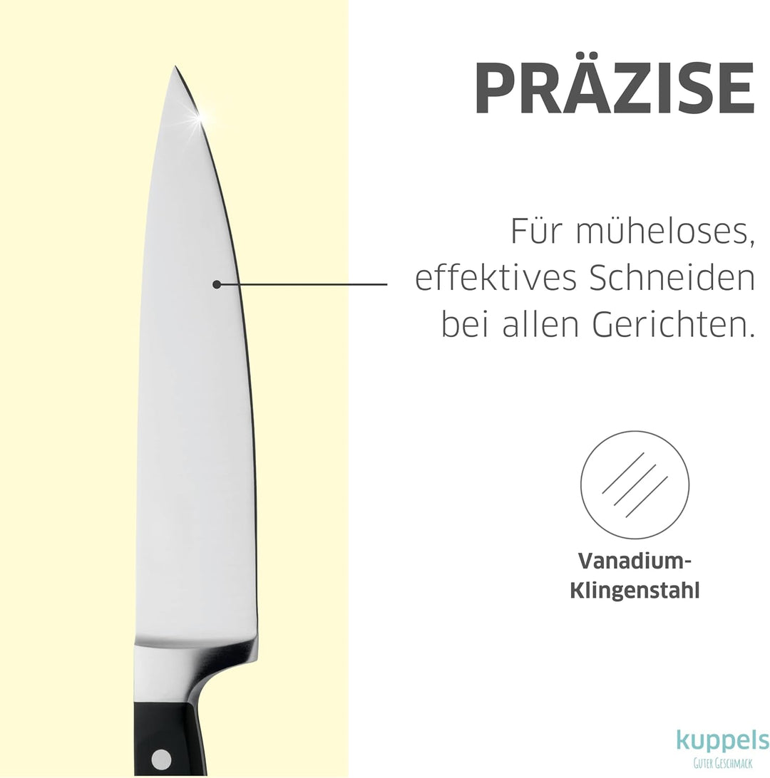 Kuppels SOLID Kochmesser, extra scharf & schnitthaltig, gehärteter Klingenstahl, rostfrei, poliert &