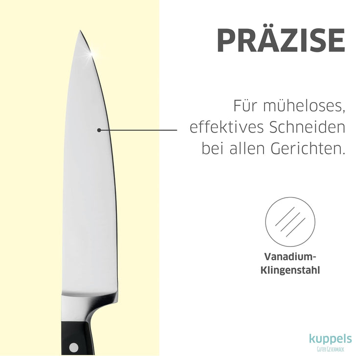 Kuppels SOLID Kochmesser, extra scharf & schnitthaltig, gehärteter Klingenstahl, rostfrei, poliert &