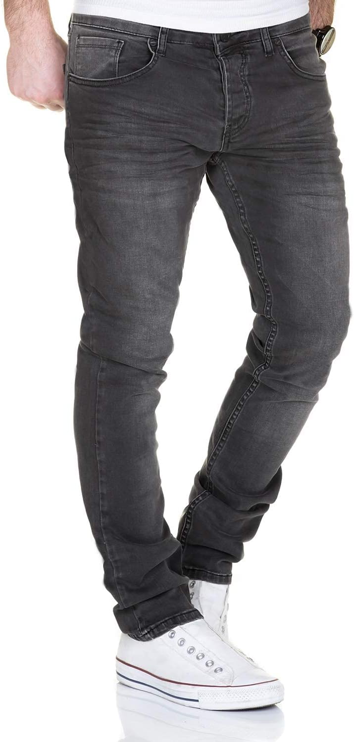 MERISH Jeans Herren Destroyed Hose Jeanshose Slim Fit Männer Denim 2081-1001 29W / 32L 505-4 Grau, 2